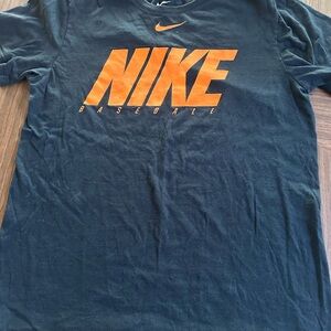 Nike Men's Black Tee with Orange Logo